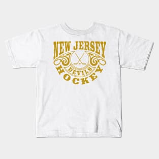 Vintage Retro New Jersey Devils Hockey Kids T-Shirt